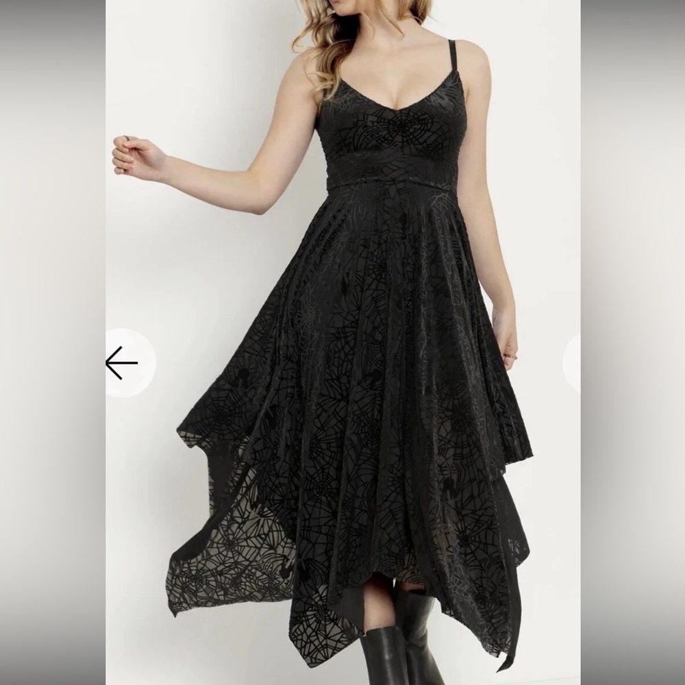 NEW Black Milk Corpse Bride BURNED VELVET SPIDER THREADS HANDKERCHIEF DRESS